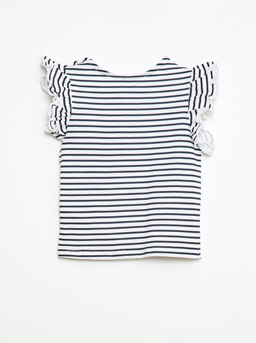 T-shirt in jersey a maniche corte con volant - Kiabi