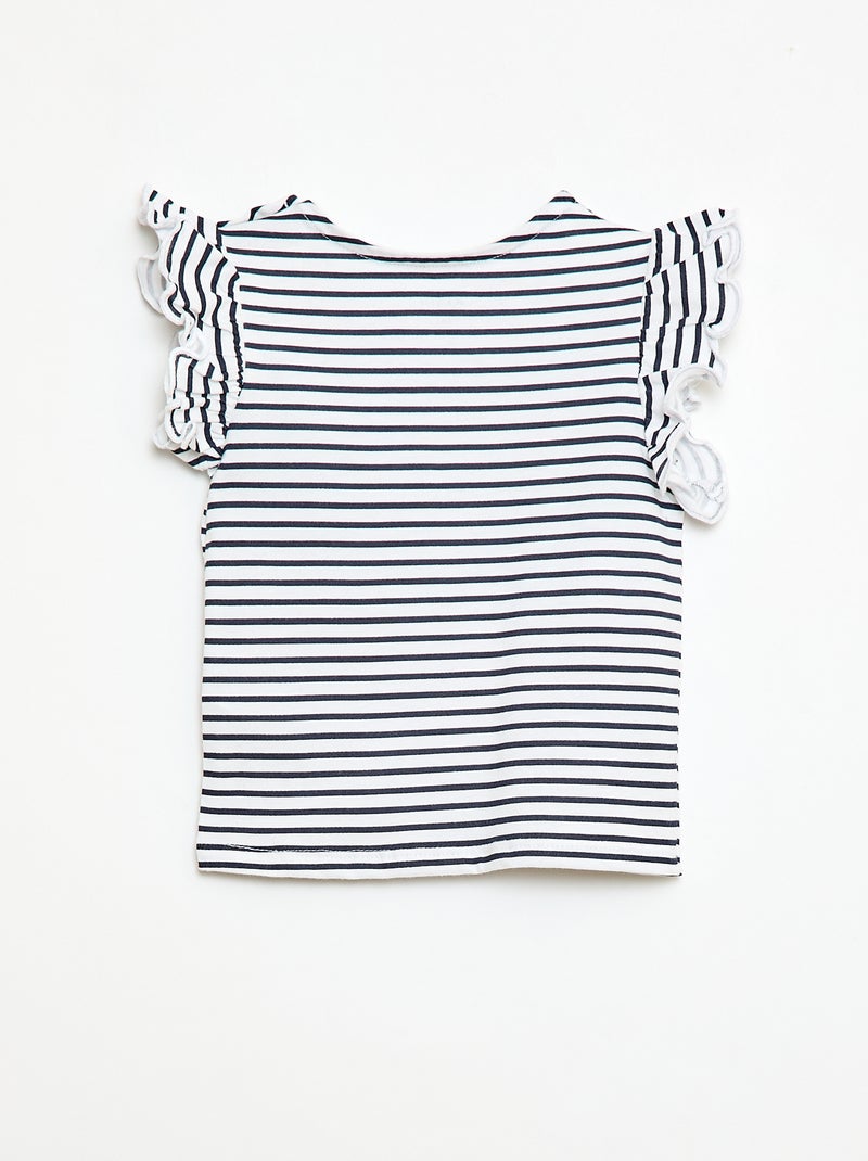 T-shirt in jersey a maniche corte con volant Bianco - Kiabi
