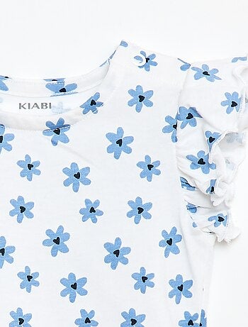 T-shirt in jersey a maniche corte con volant