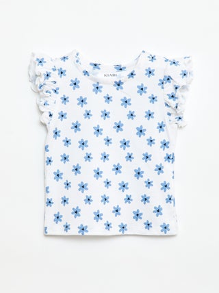 T-shirt in jersey a maniche corte con volant