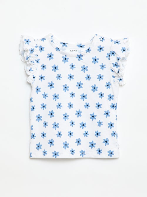 T-shirt in jersey a maniche corte con volant - Kiabi