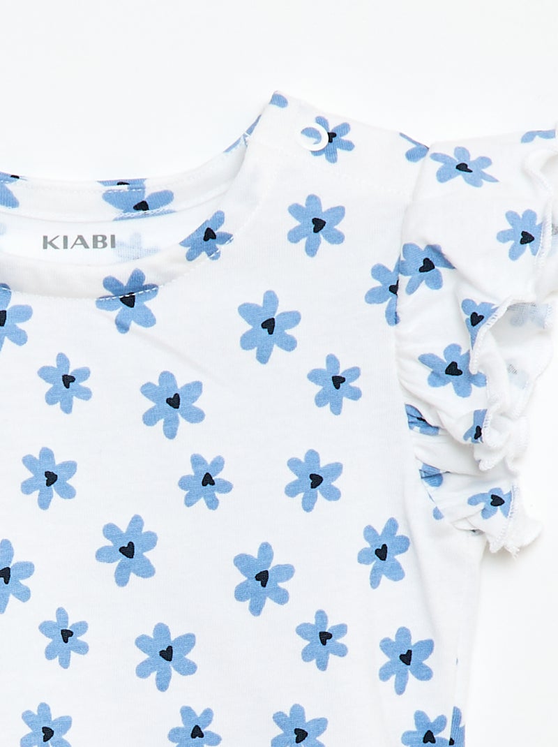 T-shirt in jersey a maniche corte con volant Bianco - Kiabi