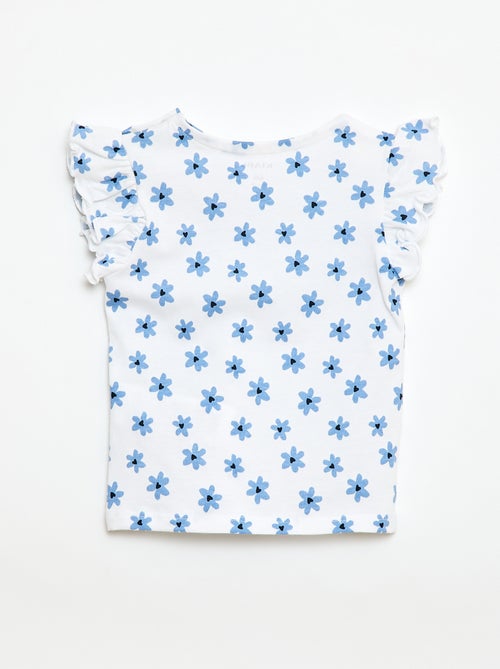 T-shirt in jersey a maniche corte con volant - Kiabi