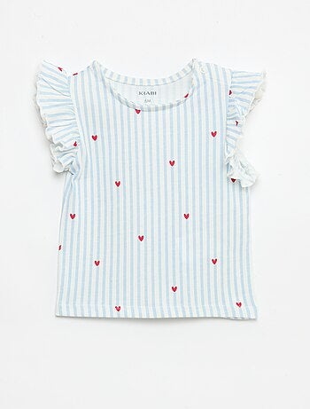 T-shirt in jersey a maniche corte con volant