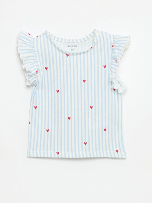 T-shirt in jersey a maniche corte con volant - Kiabi