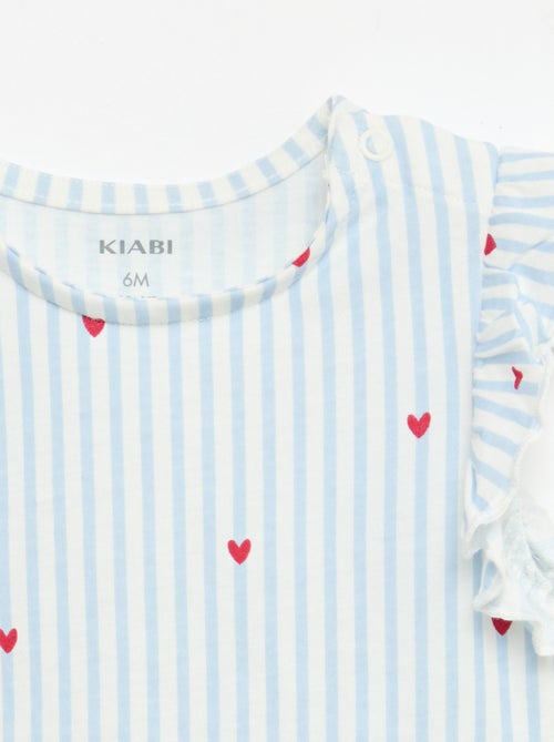 T-shirt in jersey a maniche corte con volant - Kiabi