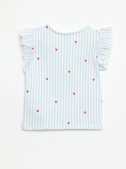 T-shirt in jersey a maniche corte con volant - Kiabi