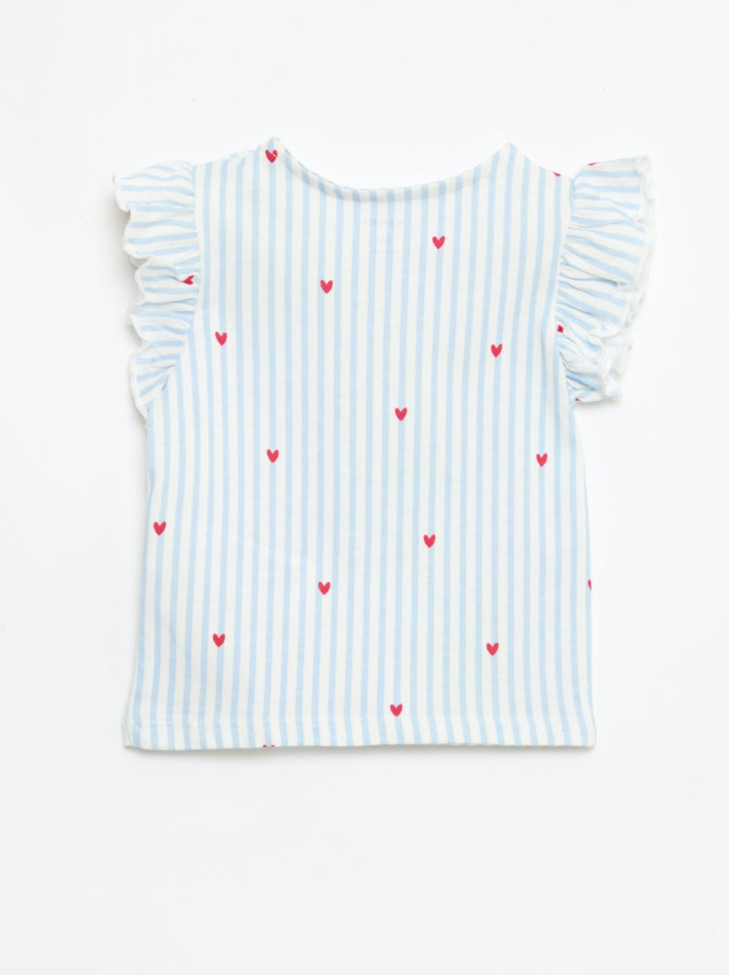 T-shirt in jersey a maniche corte con volant Blu - Kiabi