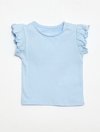 T-shirt in jersey a maniche corte con volant