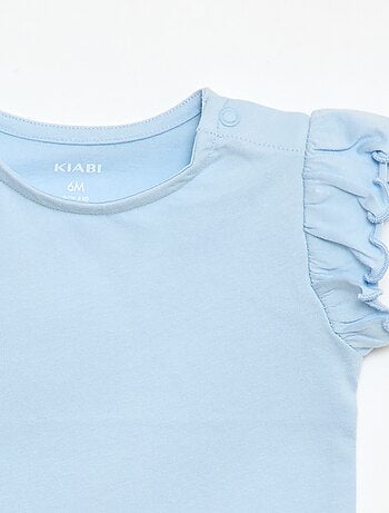 T-shirt in jersey a maniche corte con volant