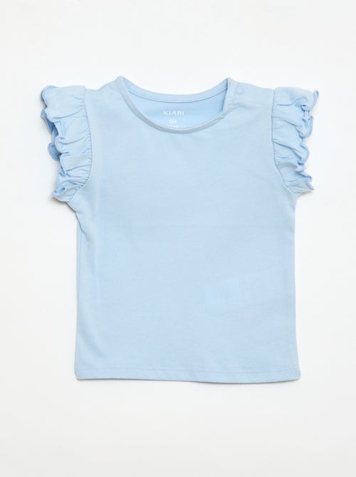 T-shirt in jersey a maniche corte con volant - Kiabi