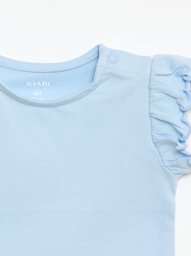 T-shirt in jersey a maniche corte con volant Blu - Kiabi