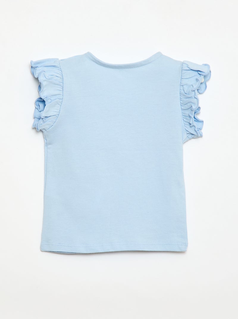 T-shirt in jersey a maniche corte con volant Blu - Kiabi