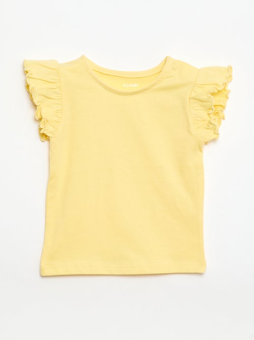 T-shirt in jersey a maniche corte con volant - Kiabi