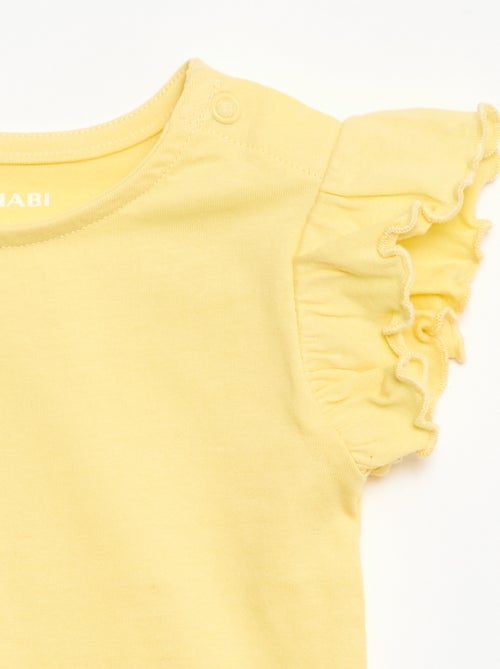 T-shirt in jersey a maniche corte con volant - Kiabi