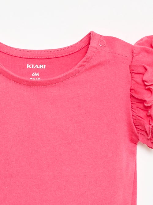 T-shirt in jersey a maniche corte con volant - Kiabi