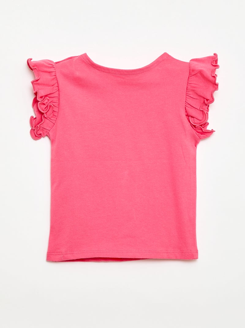 T-shirt in jersey a maniche corte con volant Rosa - Kiabi