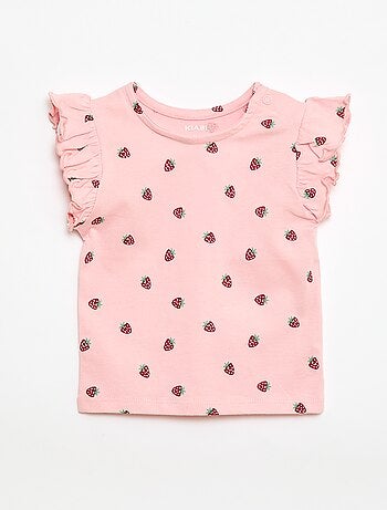 T-shirt in jersey a maniche corte con volant