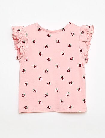 T-shirt in jersey a maniche corte con volant