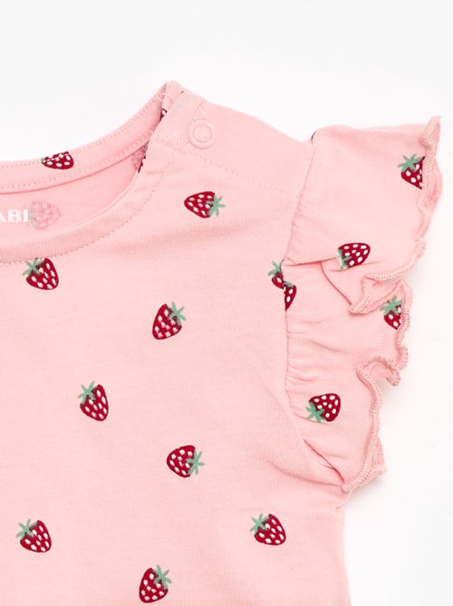 T-shirt in jersey a maniche corte con volant - Kiabi