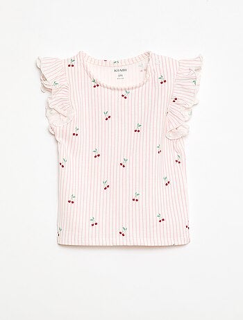 T-shirt in jersey a maniche corte con volant