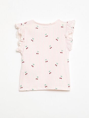 T-shirt in jersey a maniche corte con volant