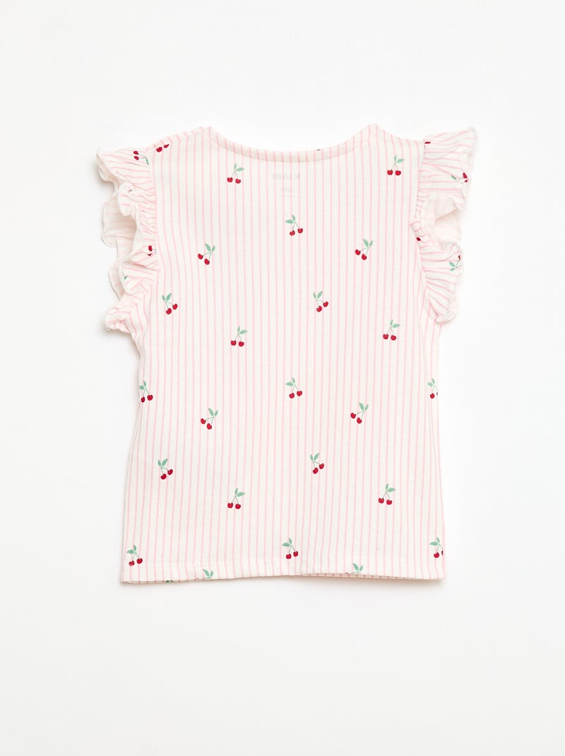T-shirt in jersey a maniche corte con volant Rosa - Kiabi