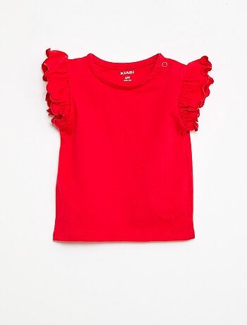 T-shirt in jersey a maniche corte con volant