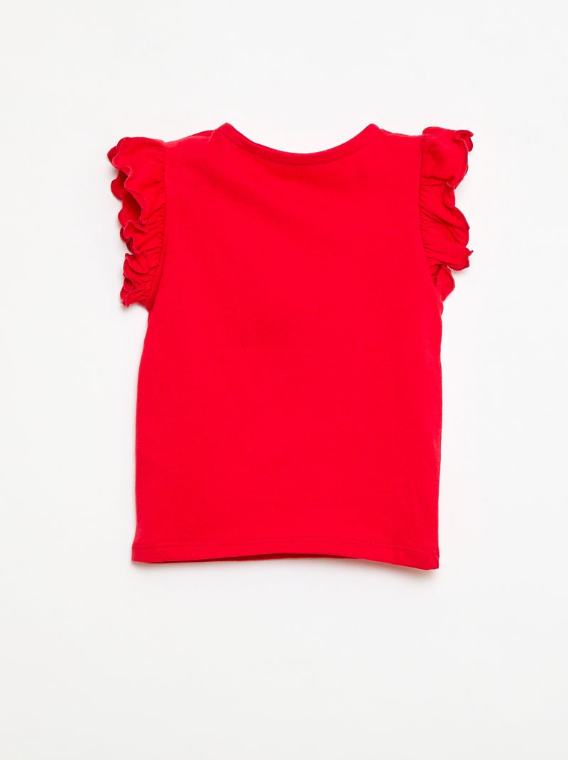 T-shirt in jersey a maniche corte con volant Rosso - Kiabi