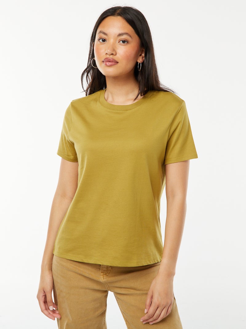 T-shirt in jersey a maniche corte Kaki - Kiabi