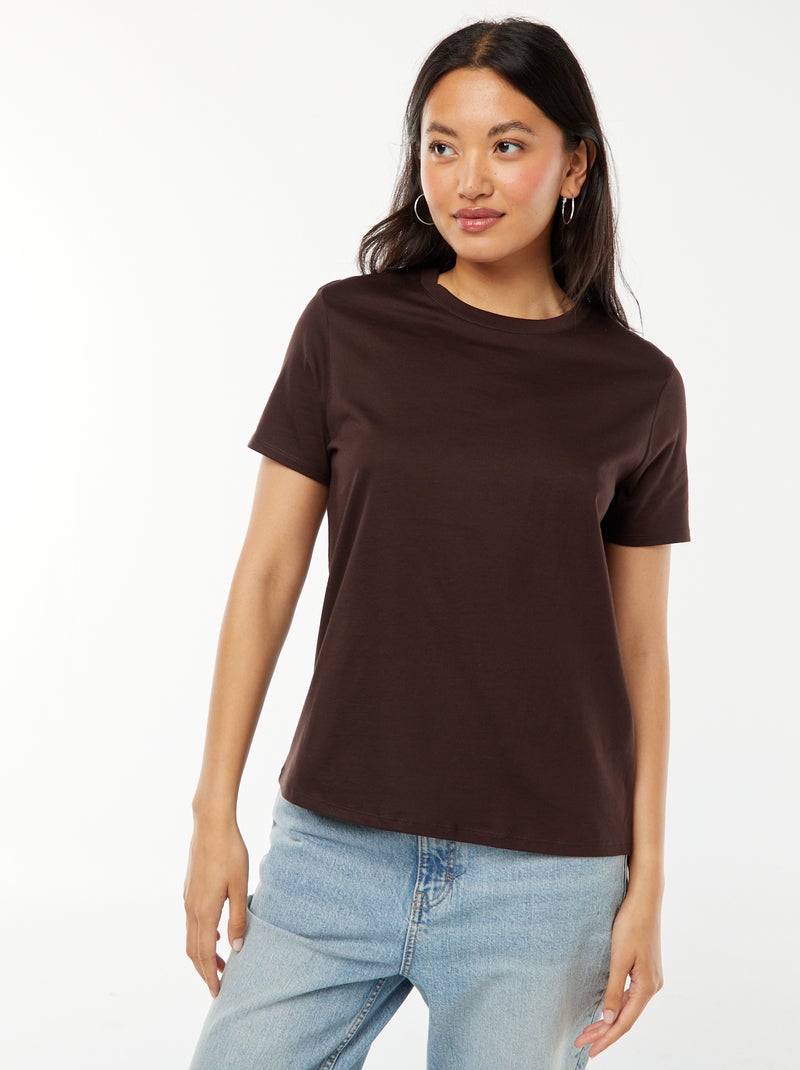 T-shirt in jersey a maniche corte Marrone - Kiabi