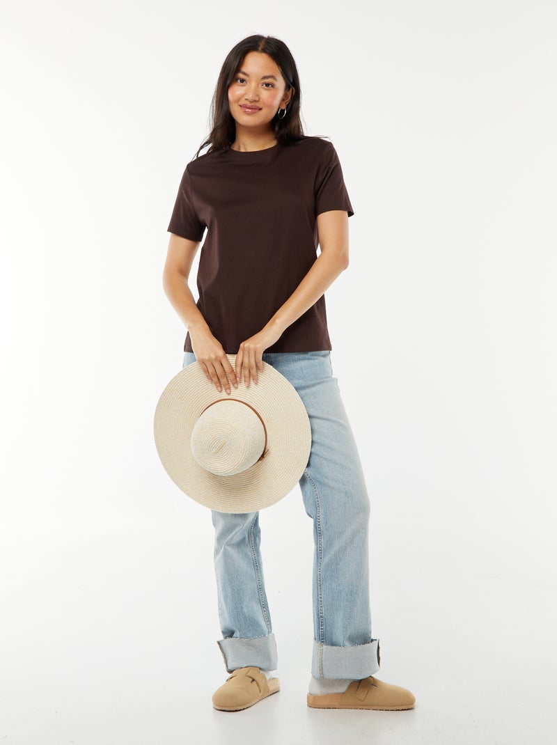 T-shirt in jersey a maniche corte Marrone - Kiabi