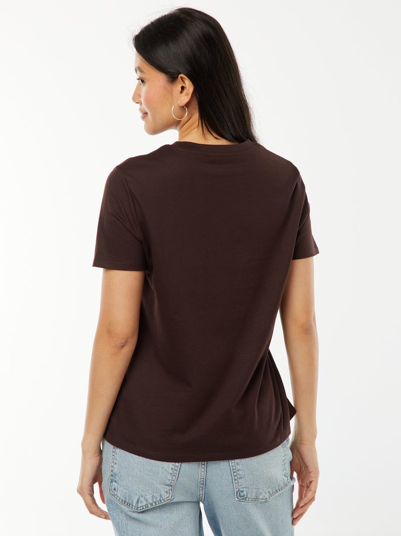 T-shirt in jersey a maniche corte Marrone - Kiabi