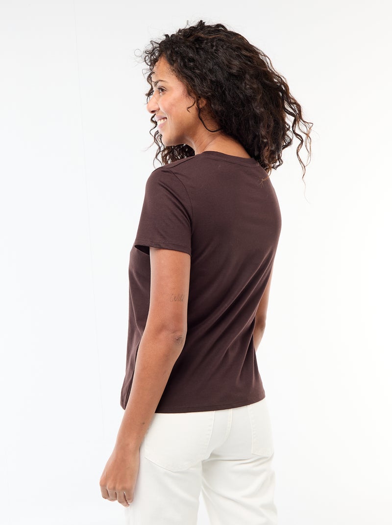 T-shirt in jersey a maniche corte Marrone - Kiabi