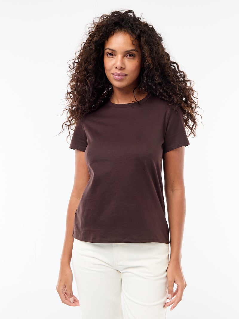 T-shirt in jersey a maniche corte Marrone - Kiabi
