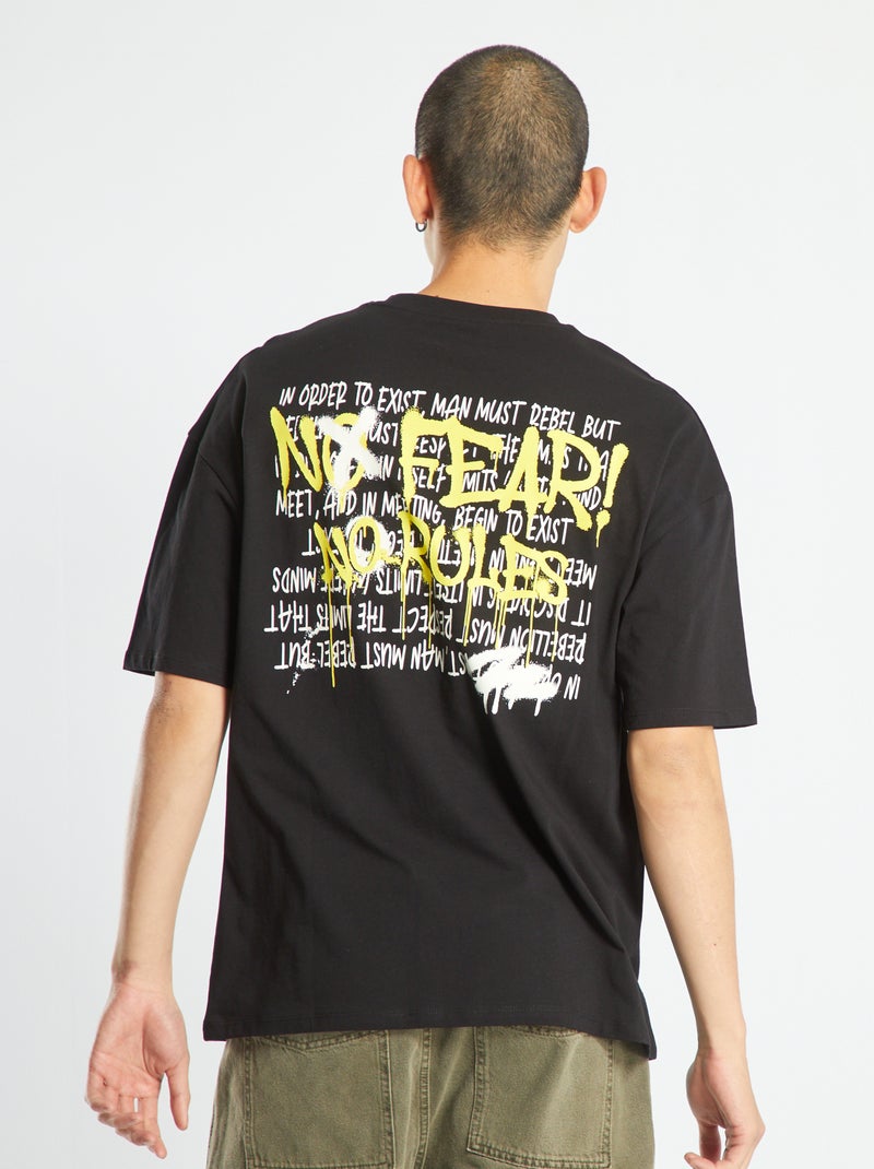 T-shirt in jersey a maniche corte Nero - Kiabi