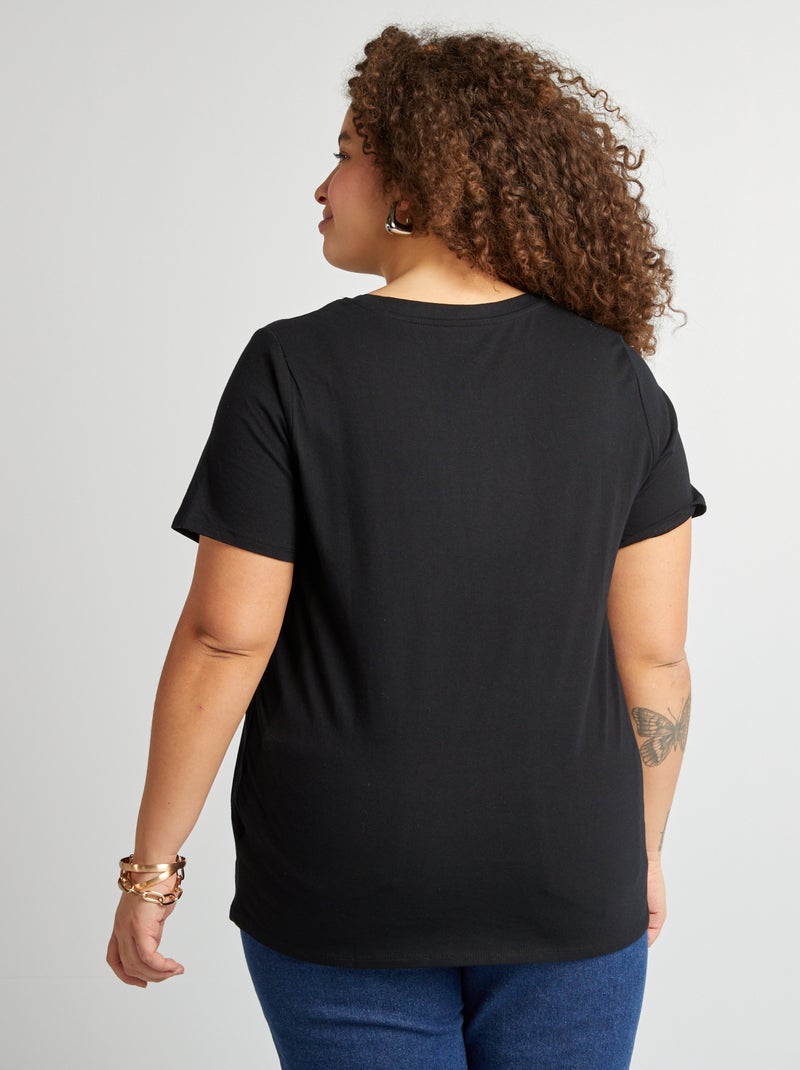 T-shirt in jersey a maniche corte nero - Kiabi