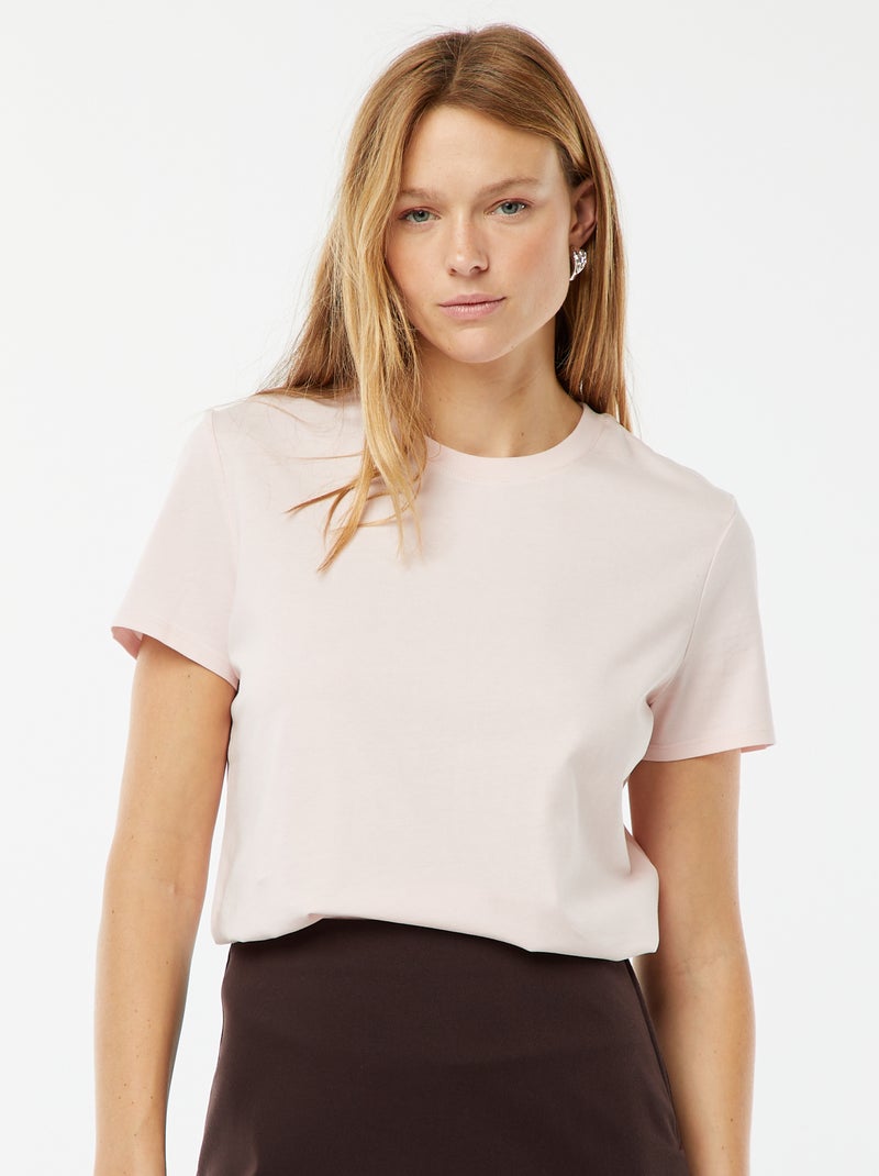 T-shirt in jersey a maniche corte Rosa - Kiabi