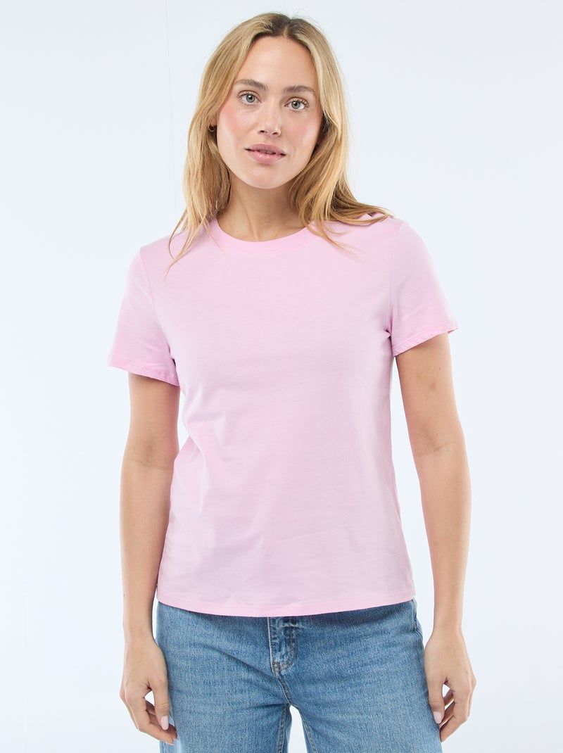 T-shirt in jersey a maniche corte Rosa - Kiabi