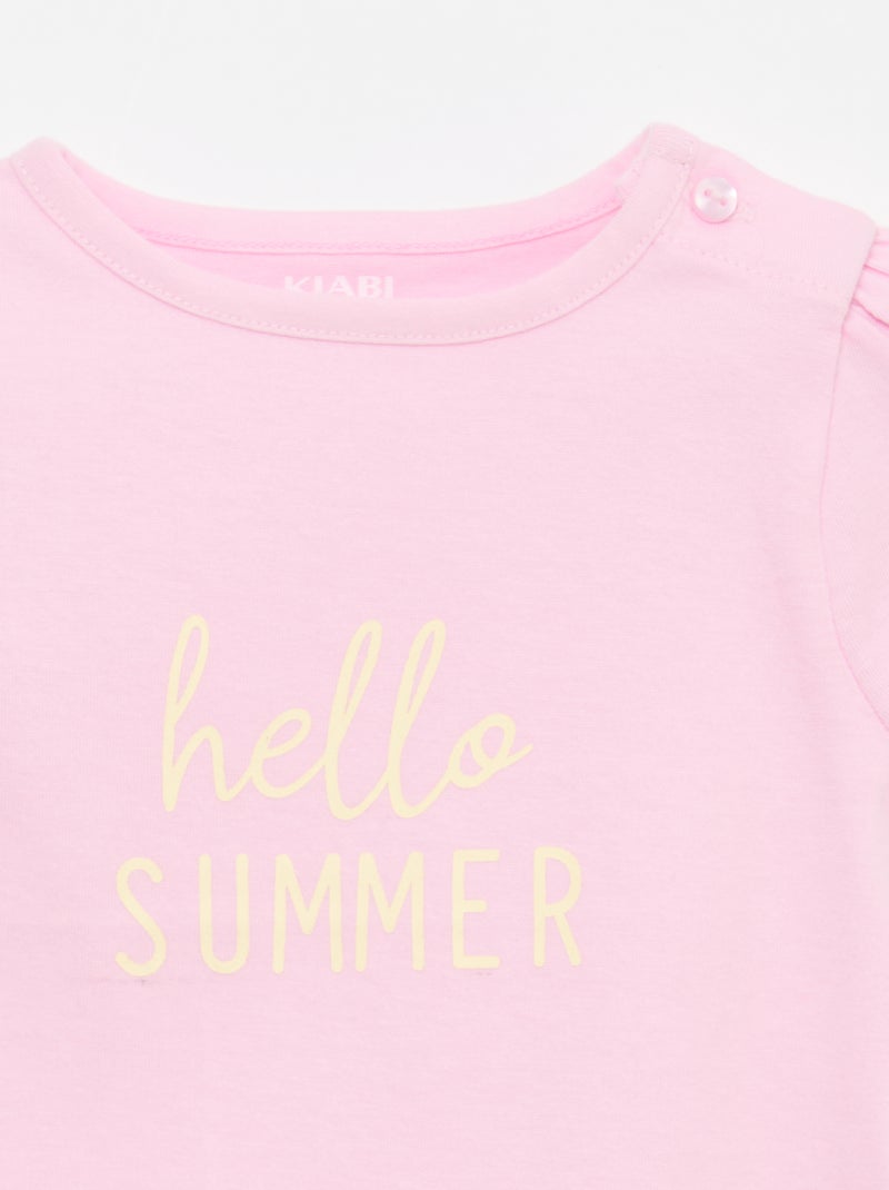T-shirt in jersey a maniche corte Rosa - Kiabi