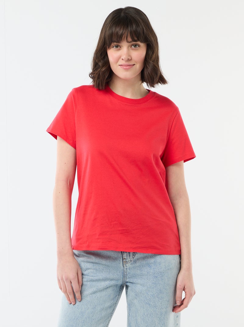 T-shirt in jersey a maniche corte Rosso - Kiabi