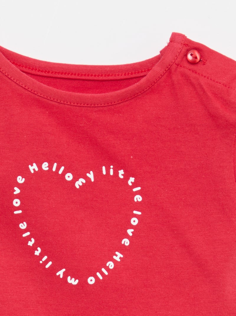 T-shirt in jersey a maniche corte Rosso - Kiabi