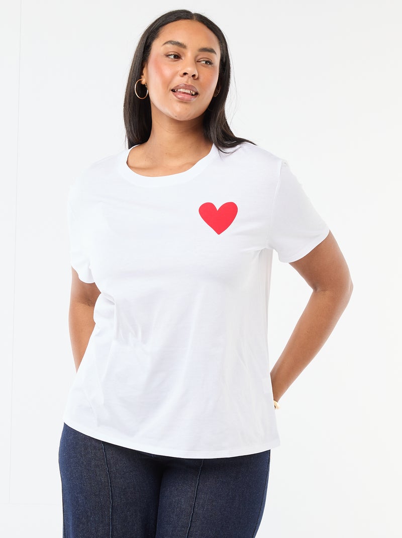 T-shirt in jersey a maniche corte 'SI' BIANCO - Kiabi