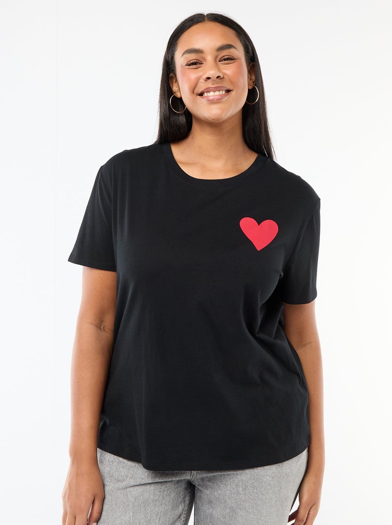 T-shirt in jersey a maniche corte 'SI' NERO - Kiabi
