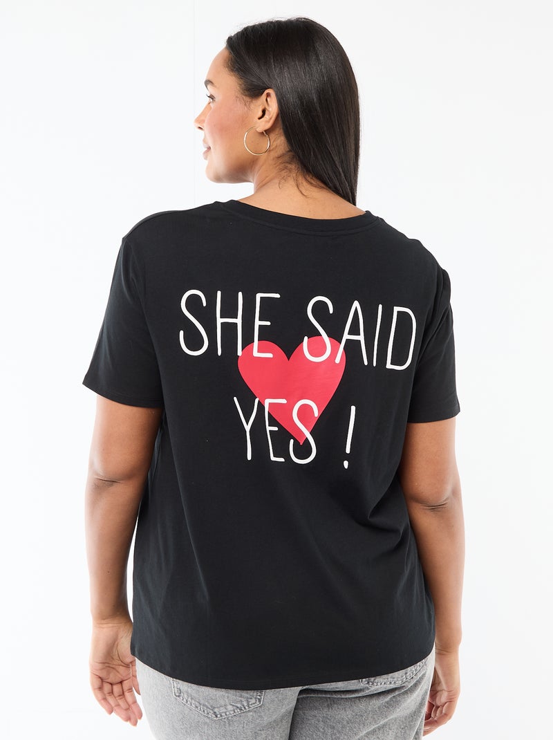 T-shirt in jersey a maniche corte 'SI' NERO - Kiabi
