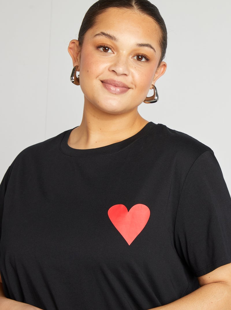 T-shirt in jersey a maniche corte 'SI' NERO - Kiabi