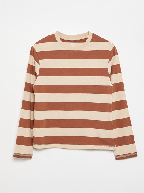 T-shirt in jersey a maniche lunghe a righe - Kiabi T-shirt in jersey a maniche lunghe a righe - Kiabi