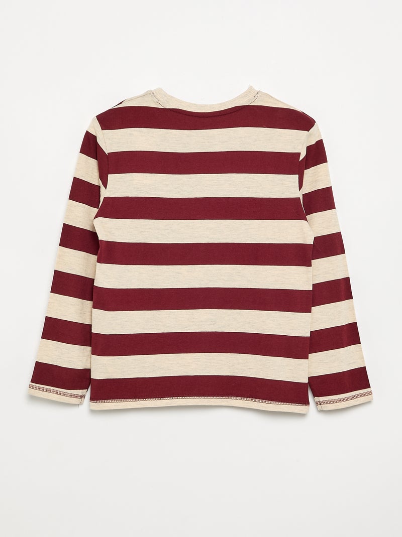 T-shirt in jersey a maniche lunghe a righe Beige - Kiabi