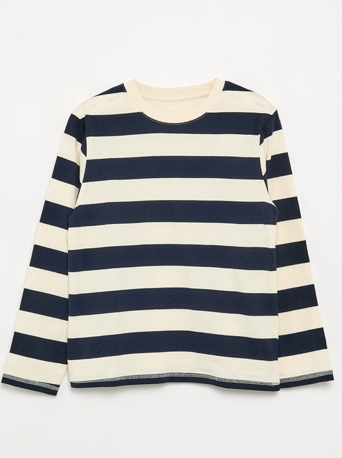 T-shirt in jersey a maniche lunghe a righe - Kiabi T-shirt in jersey a maniche lunghe a righe - Kiabi