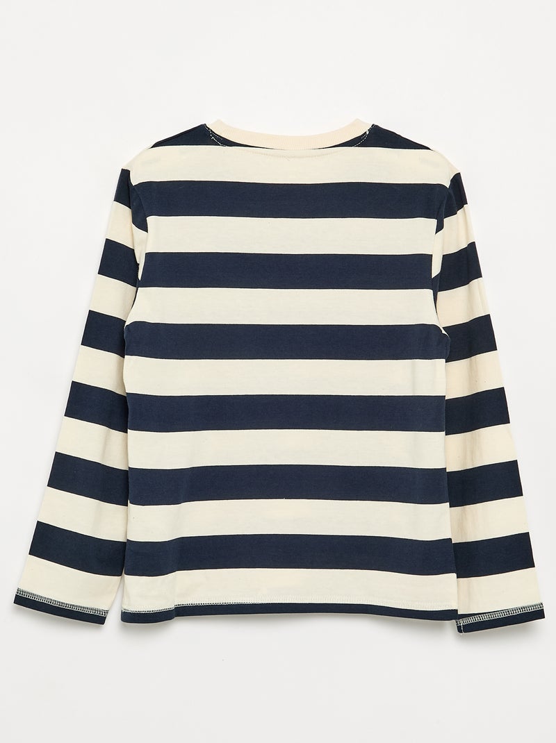 T-shirt in jersey a maniche lunghe a righe Blu - Kiabi